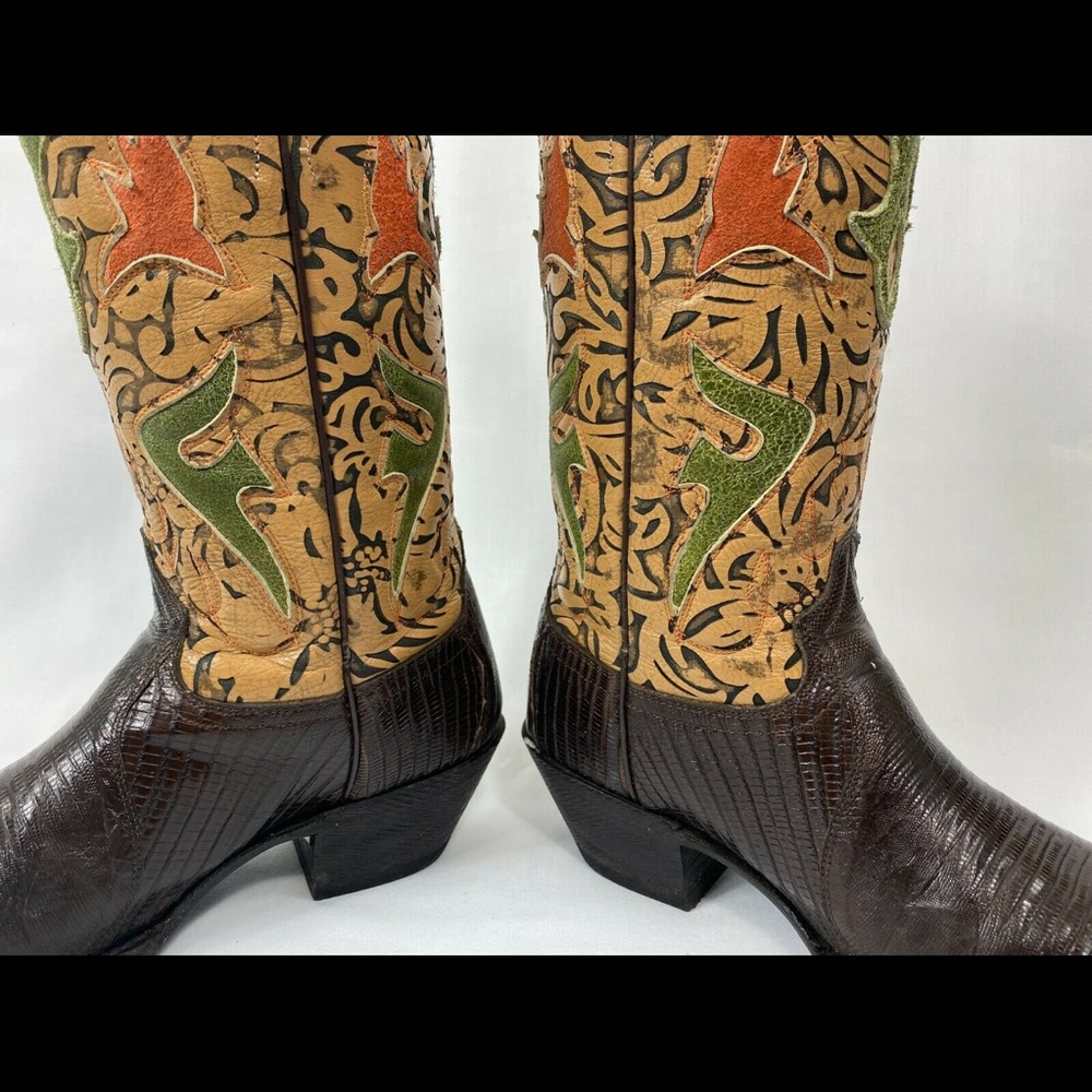 FRYE Lily Lizard Western Cowboy Boots Sz 7.5 B - Picture 10 of 10